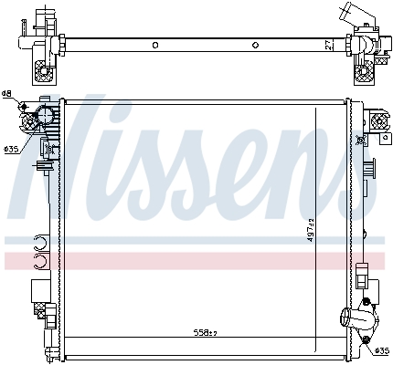 Radiator, engine cooling - 606952 NISSENS