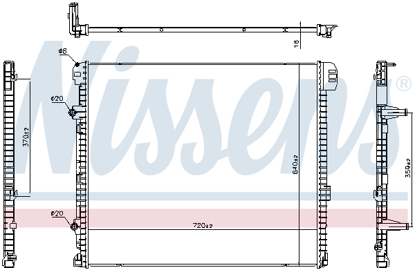 Radiator, engine cooling - 606979 NISSENS