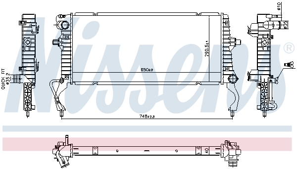 Radiator, engine cooling - 607023 NISSENS