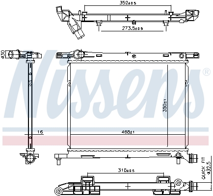 Radiator, engine cooling - 607029 NISSENS