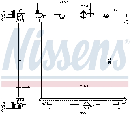 Radiatore, Raffreddamento motore - 607031 NISSENS