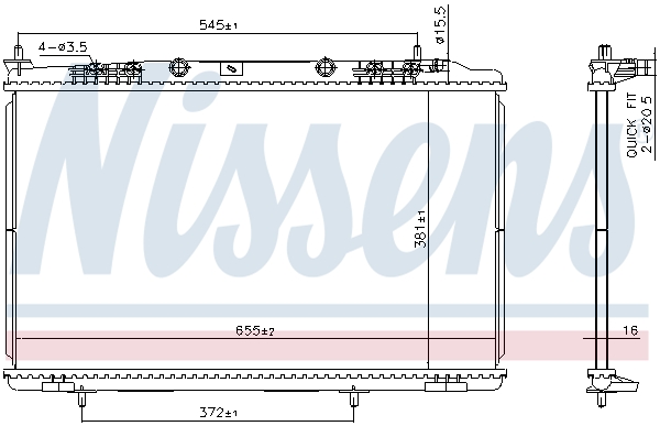 Radiator, engine cooling - 607032 NISSENS