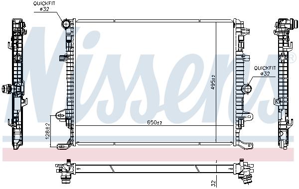 Radiator, engine cooling - 607102 NISSENS