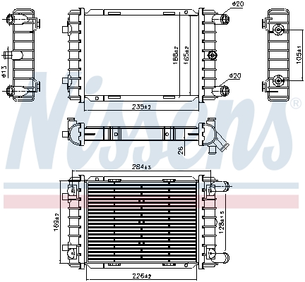 Radiatore, Raffreddamento motore - 607112 NISSENS