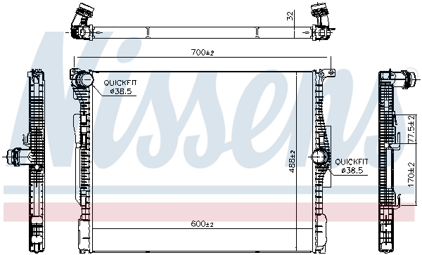 Radiatore, Raffreddamento motore - 607116 NISSENS