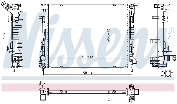 Radiator, engine cooling - 607118 NISSENS
