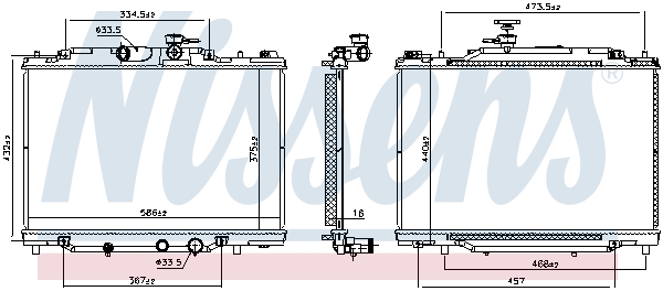 Radiatore, Raffreddamento motore - 607188 NISSENS