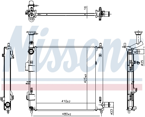 Radiator, engine cooling - 607198 NISSENS