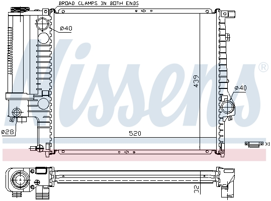 Radiator, engine cooling - 60743A NISSENS