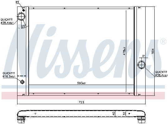 Radiator, engine cooling - 60763 NISSENS