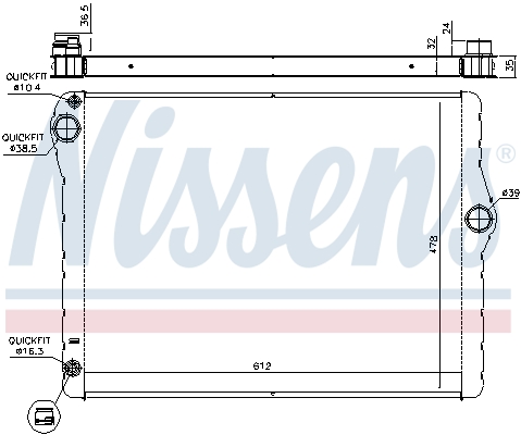 Radiator, engine cooling - 60776 NISSENS