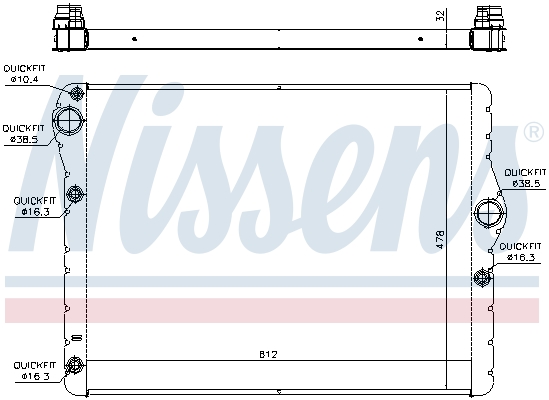 Radiator, engine cooling - 60778 NISSENS