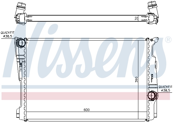 Радиатор, охлаждение двигателя - 60808 NISSENS