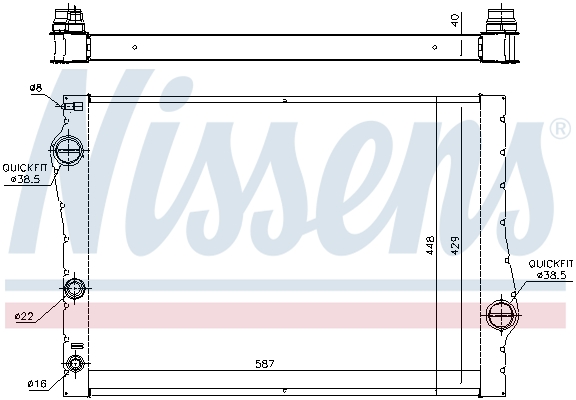 Radiator, engine cooling - 60823 NISSENS