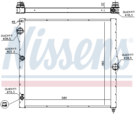 Radiator, engine cooling - 60827 NISSENS