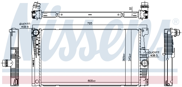 Radiator, engine cooling - 60839 NISSENS