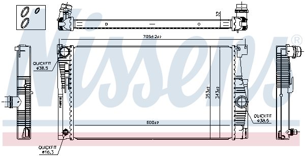 Radiator, engine cooling - 60842 NISSENS