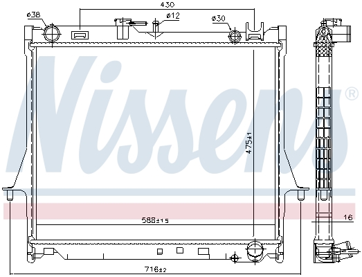 Radiator, engine cooling - 60855 NISSENS