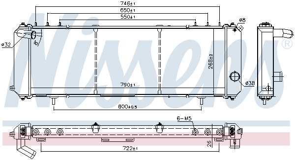 Radiator, engine cooling - 61008 NISSENS
