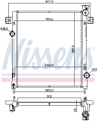 Radiator, engine cooling - 61035 NISSENS