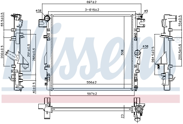 Radiator, engine cooling - 61037 NISSENS