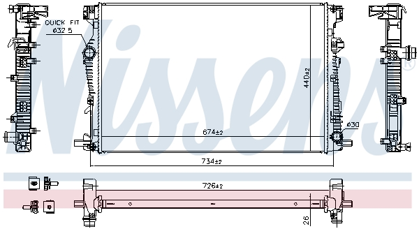 Radiator, engine cooling - 61040 NISSENS