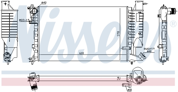 Radiator, engine cooling - 61252A NISSENS