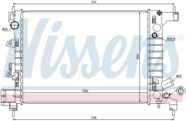 Radiator, engine cooling - 61678 NISSENS