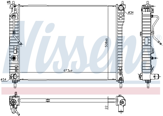 Radiator, engine cooling - 61688 NISSENS