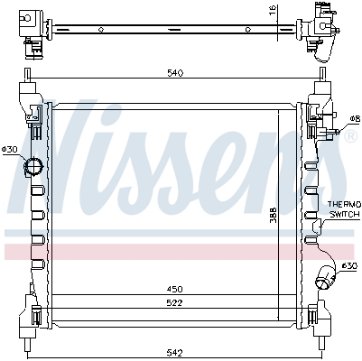 Radiator, engine cooling - 61689 NISSENS