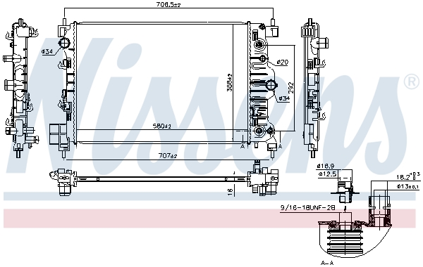 Radiator, engine cooling - 61715 NISSENS