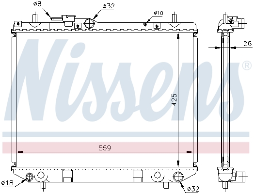 Radiator, engine cooling - 61742A NISSENS