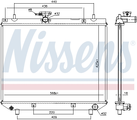 Radiator, engine cooling - 617555 NISSENS