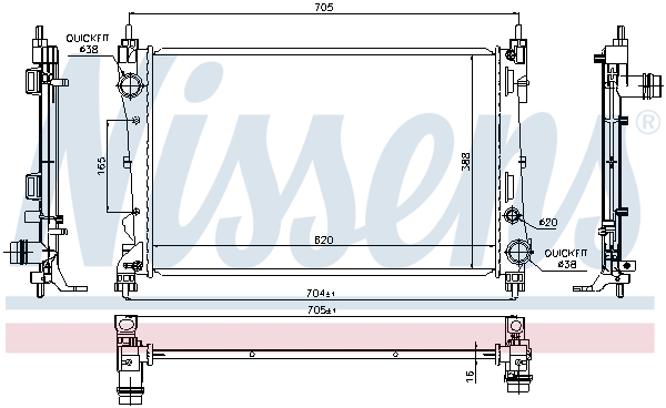 Radiator, engine cooling - 617854 NISSENS