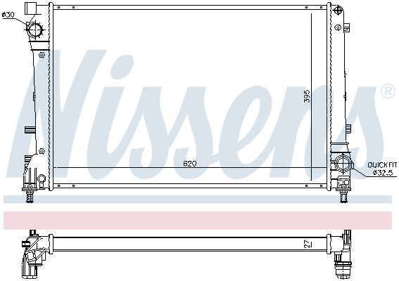 Radiator, engine cooling - 617863 NISSENS