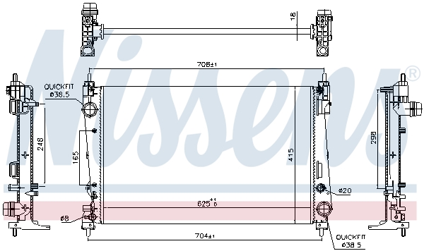 Radiator, engine cooling - 617864 NISSENS