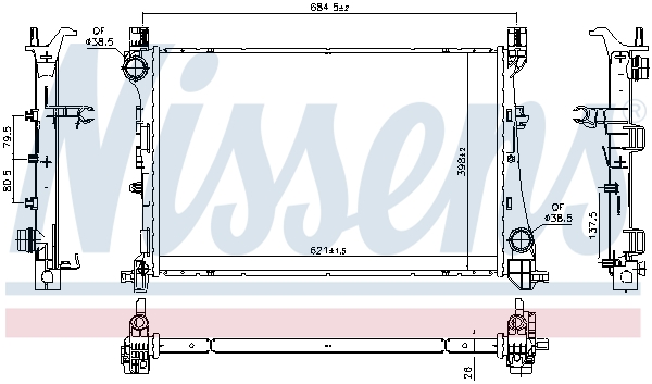 Radiator, engine cooling - 617869 NISSENS