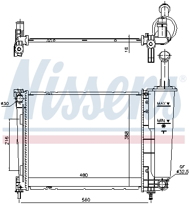 Radiator, engine cooling - 617873 NISSENS