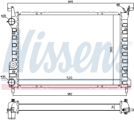 Radiator, engine cooling - 61804 NISSENS
