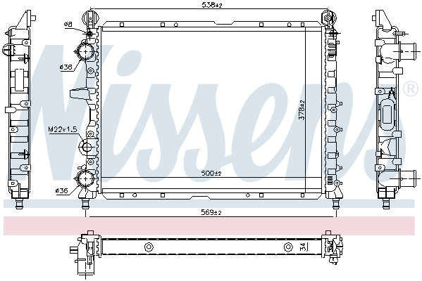 Radiator, engine cooling - 61842 NISSENS