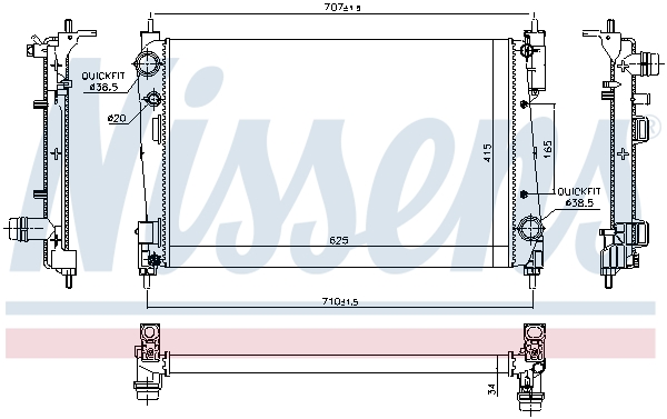 Radiator, engine cooling - 61915 NISSENS