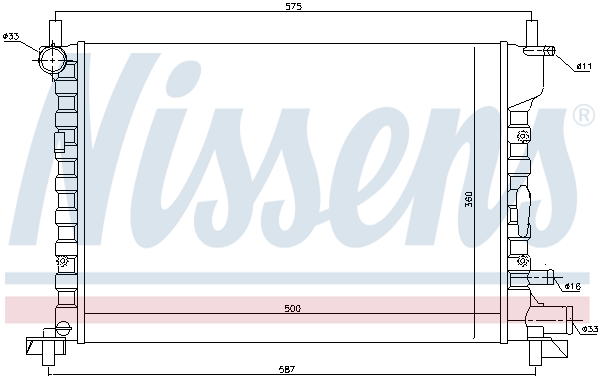 Radiator, engine cooling - 62053 NISSENS