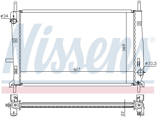 Radiator, engine cooling - 62104 NISSENS