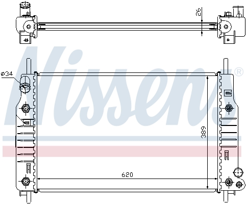 Radiator, engine cooling - 62105 NISSENS
