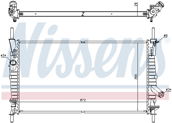 Radiator, engine cooling - 62128 NISSENS