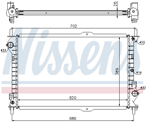 Radiator, engine cooling - 62156A NISSENS