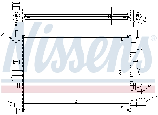 Radiator, engine cooling - 62217A NISSENS