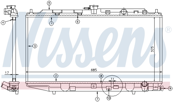 Radiator, engine cooling - 62256 NISSENS
