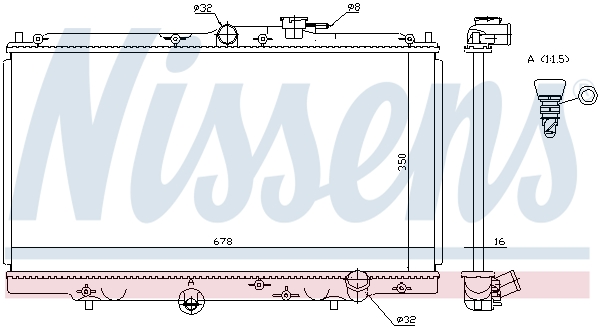 Radiator, engine cooling - 62258 NISSENS