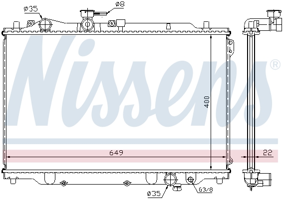 Radiator, engine cooling - 62405A NISSENS
